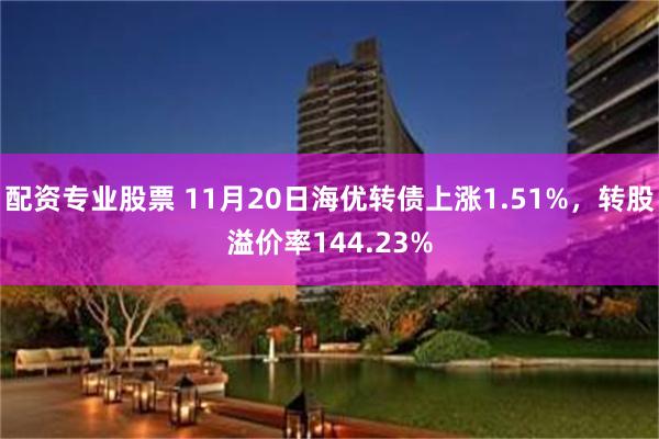 配资专业股票 11月20日海优转债上涨1.51%，转股溢价率144.23%